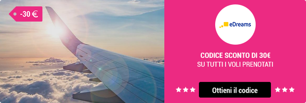 Acquista un volo per il tuo prossimo viaggio con il codice sconto eDreams da 30€!